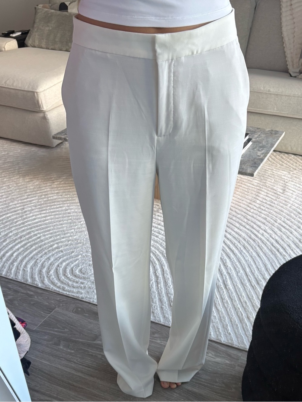 Zara Cream Wide-Leg Tailored Trousers
